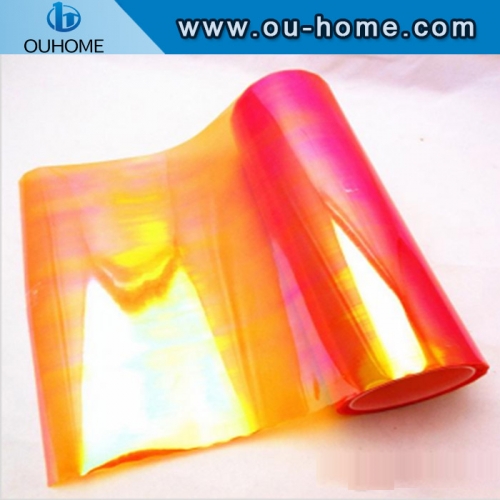BT213 Pvc transparent holographic composite orange rainbow film