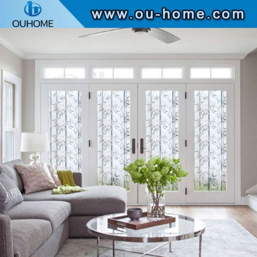 H610 Bamboo pattern embossed frosted static glass decorative film